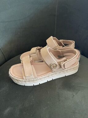 Sam & Libby Tan Platform Espadrille Sandals with Adjustable Straps